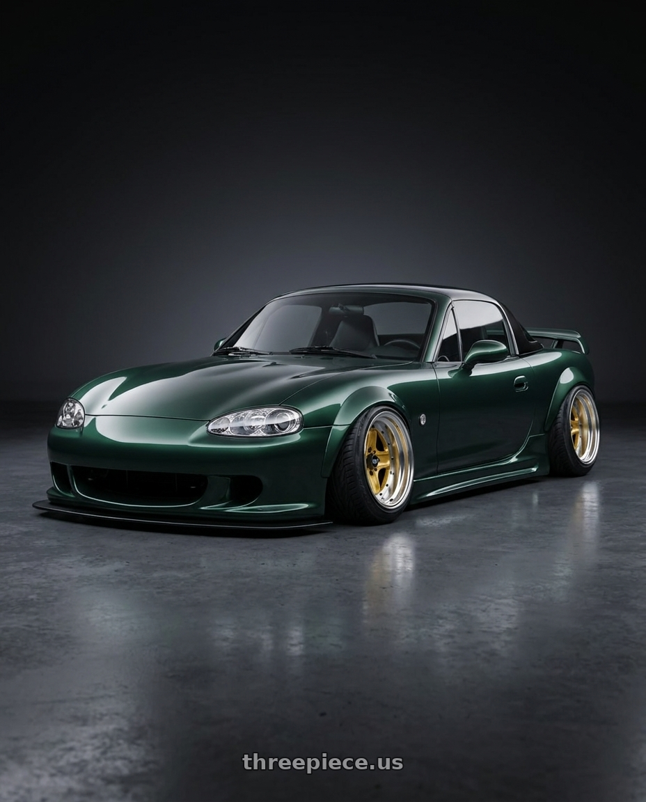 2000 Mazda Miata with Work Equip 40 4x100 15x12 -6 o disk Sprint Gold wheels