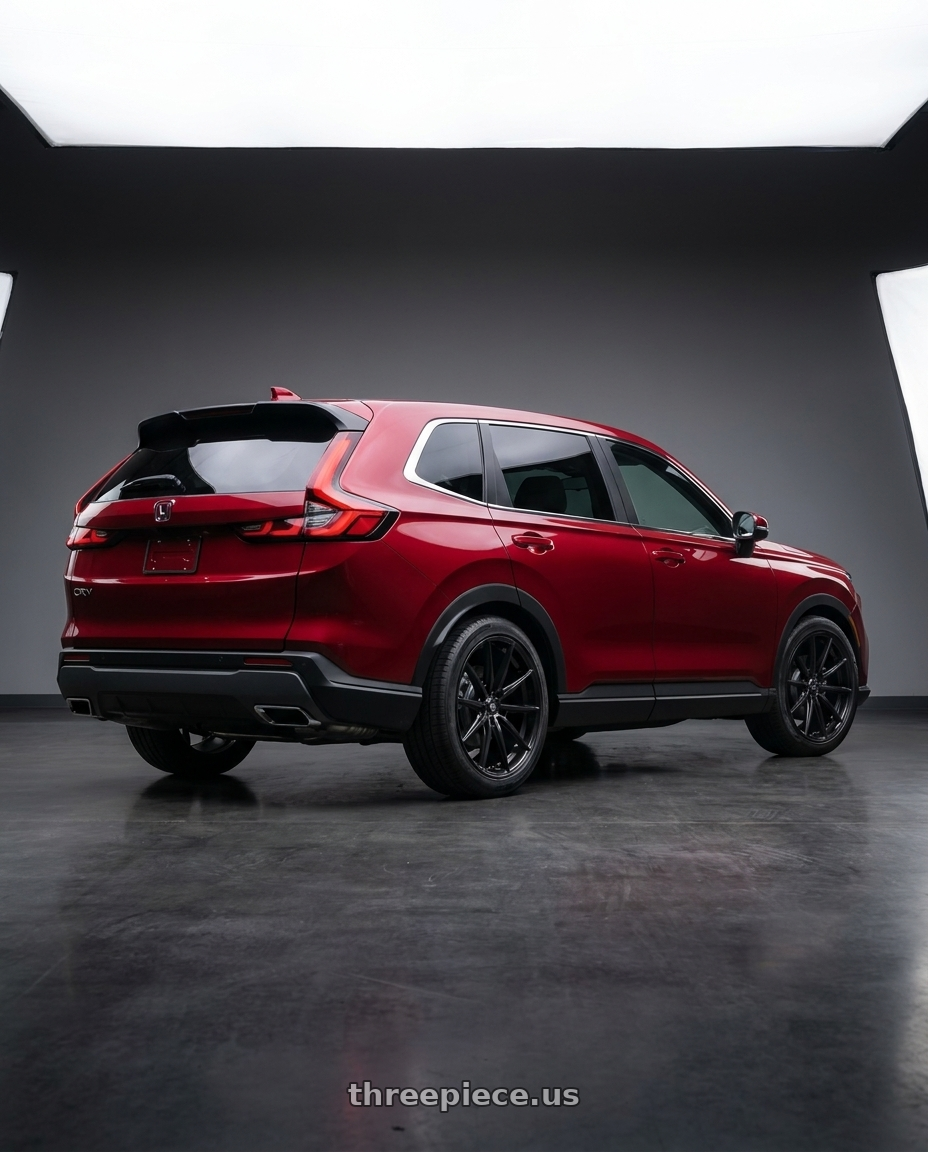 2026 Honda Crv with Konig Oversteer 5x114.3 18x9+35 Gloss Black wheels rear three quarter view square tires