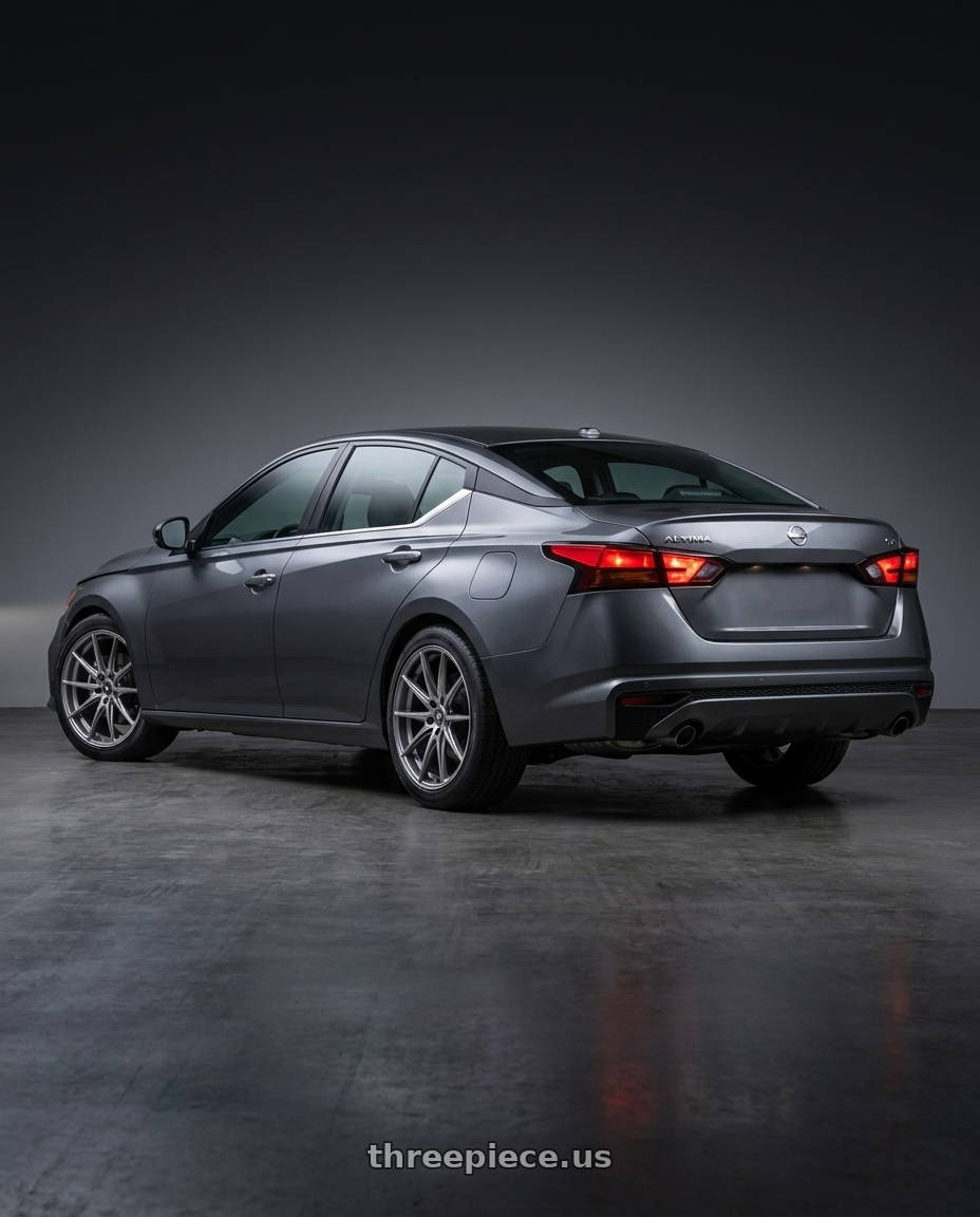 2021 Nissan Altima SV with Konig Oversteer 5x114.3 18x8+45 Opal wheels rear three quarter view square tires