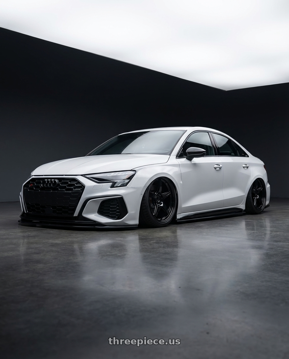 2024 Audi S3 8Y with Gram Lights 57CR 5x112 19x10.5+35 Glossy Black wheels