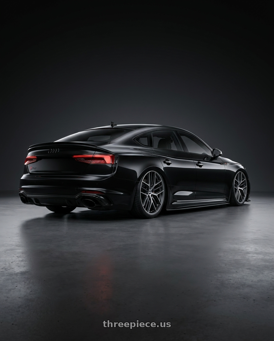2022 Audi RS5 with BBS CC-R 5x112 20x8.5+30 Graphite w/ Diamond Cut Face wheels rear three quarter view slight stretch tires