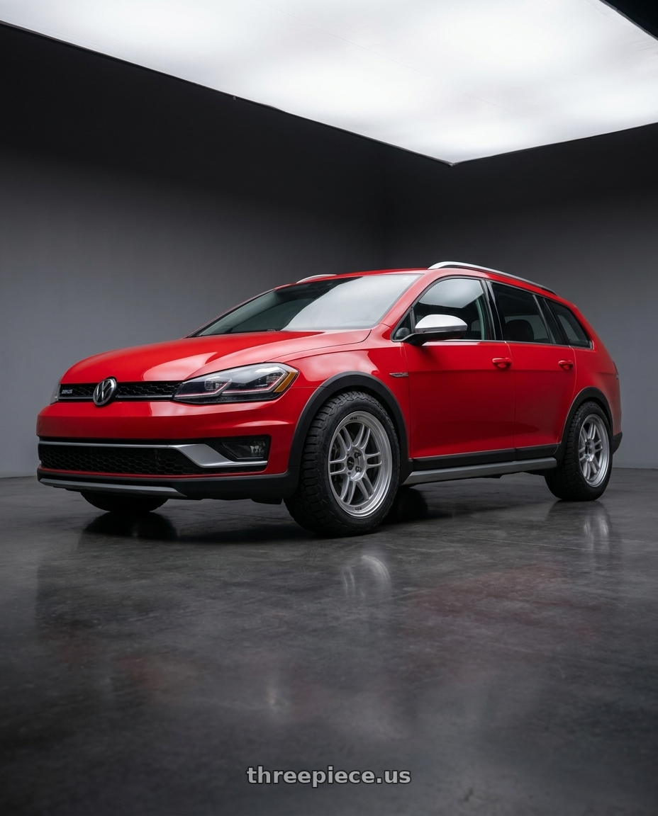 2019 Volkswagen alltrack with Enkei RPF1 5x112 18x8+35 Silver wheels