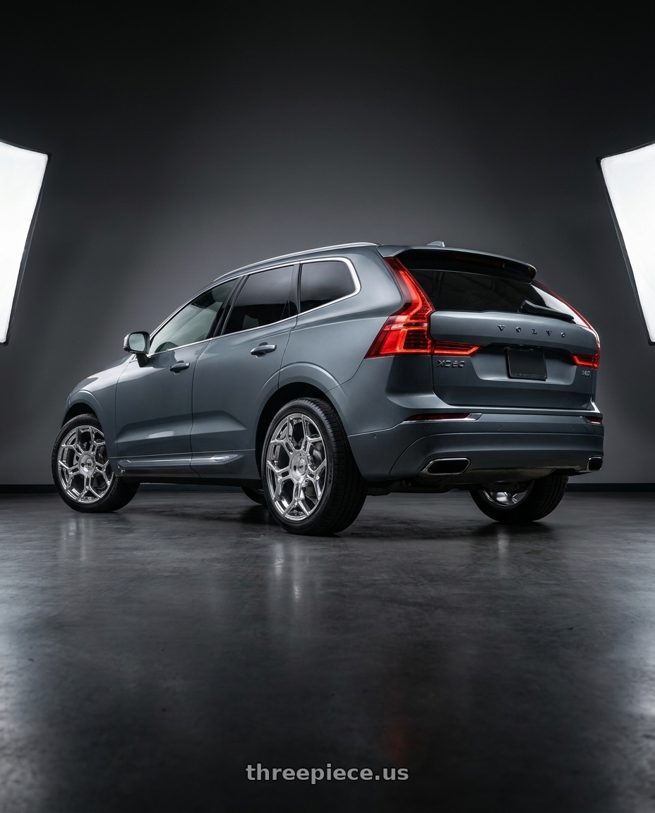2022 volvo XC60 Inscription with Mazzi Libra 379 5x108/5x1114.3 20x8.5+35 Chrome wheels rear three quarter view square tires
