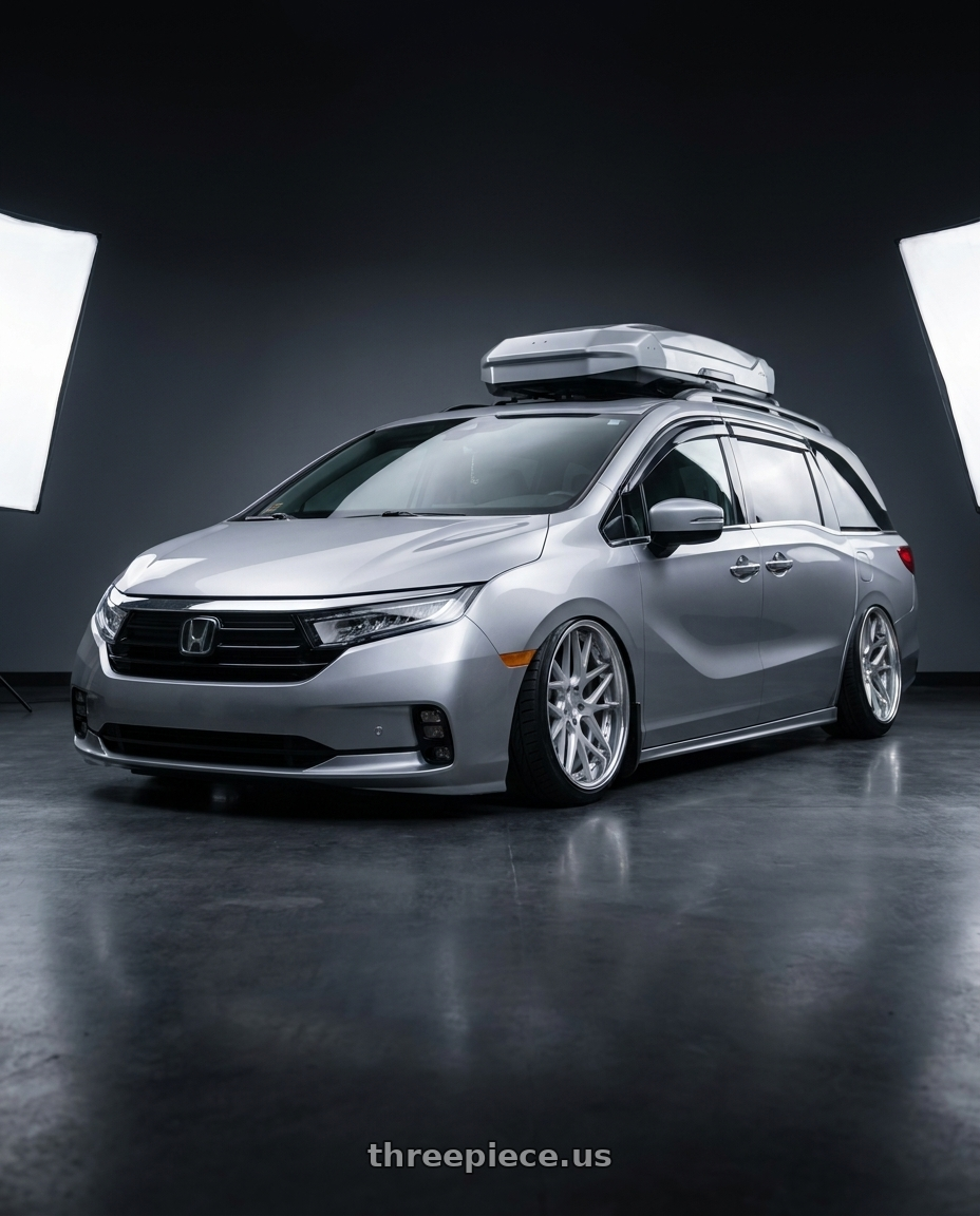 2024 Honda Odyssey with Work Gnosis Cvx 5x120 20x8+38 O Disk Matte Silver wheels