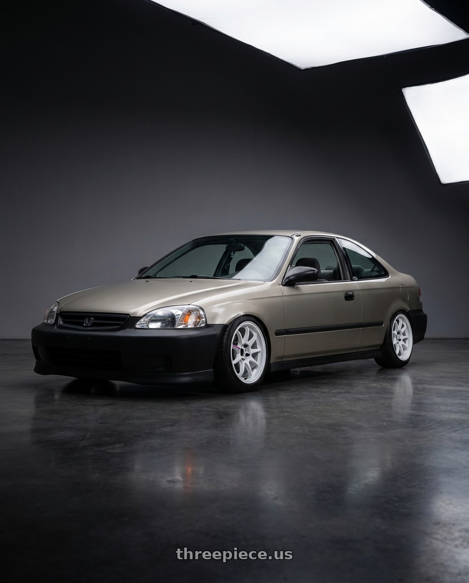 2000 honda civic DX with Work Emotion Zr10 4x100 16x6.5 +38 Azure White wheels