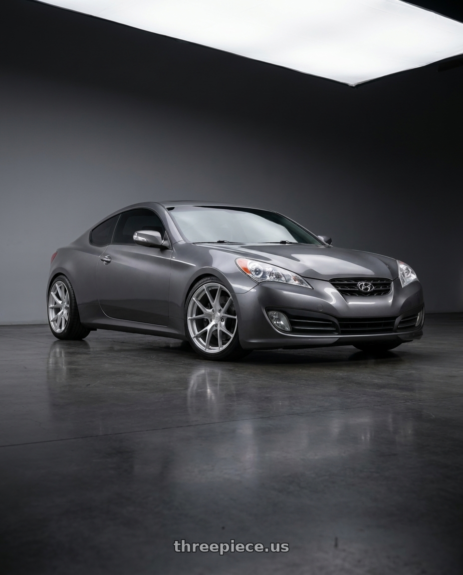 2010 Hyundai Genesis coupe 2 with Aodhan AFF7 5x114.3 19x8.5+35 Gloss Silver Machined Face wheels
