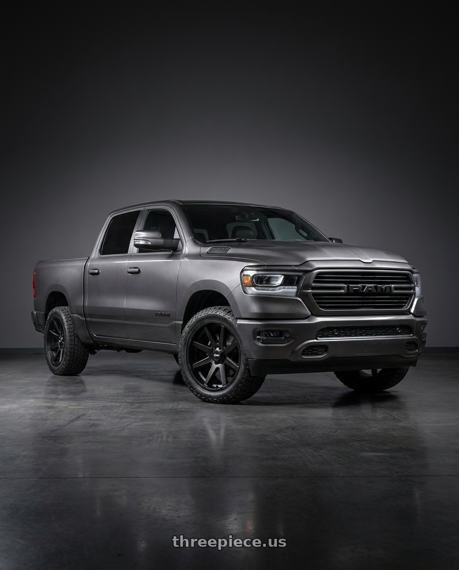 2021 Ram 1500 Laramie with Ion Type 143 6x139.7 20x9+18 Matte Black wheels