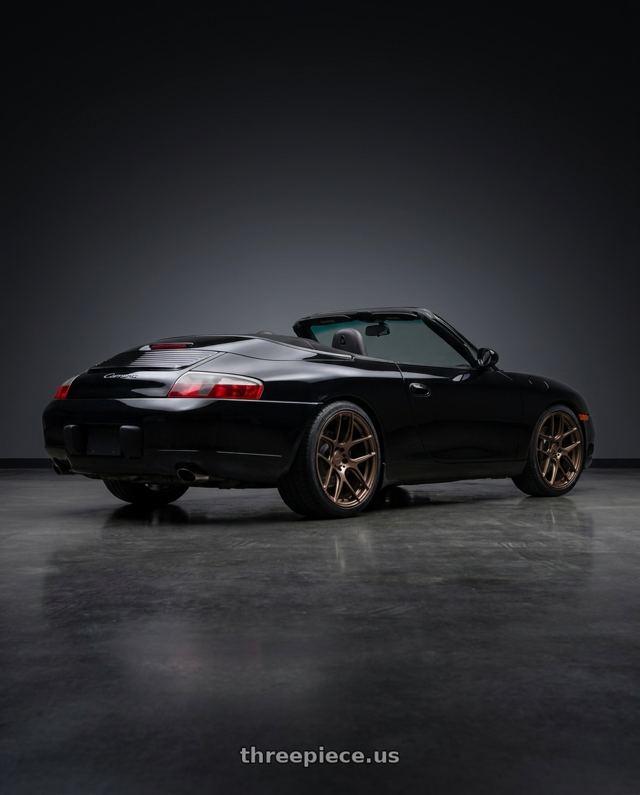 2001 Porsche 911 Carrera  with MRR FS1 5x130 19x11  +52 Matte Bronze wheels rear three quarter view square tires