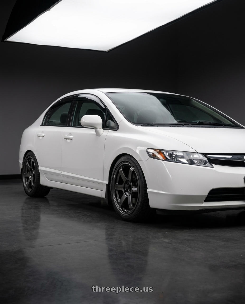 2007 honda civic ex with Volk Racing TE37 Saga S-Plus 5x114.3 18x8.5+35 Diamond Dark Gunmetal wheels