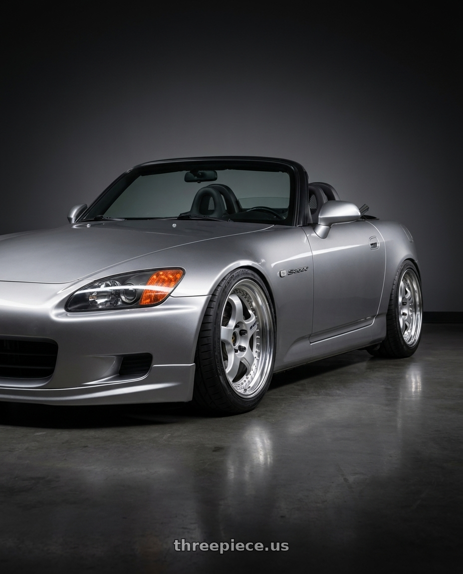 2000 Honda S2000 Silver  with Work Meister S1 3P 5x114.3 17x9.5+47 A Disk Silver wheels