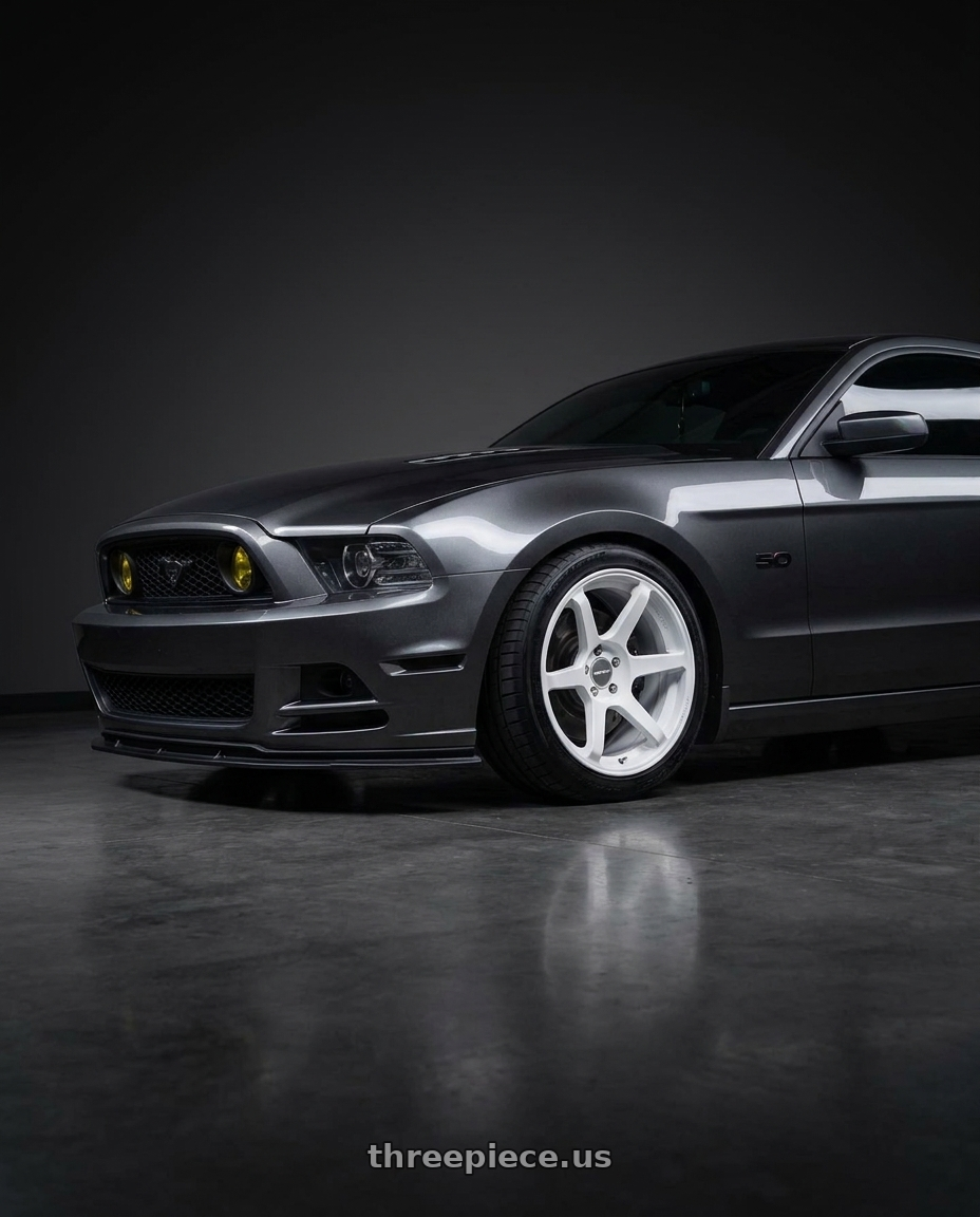 2014 Ford Mustang GT with Motegi BATTLE VI 5x114.3 19x9.5 +20 Matsuri White Pearl wheels