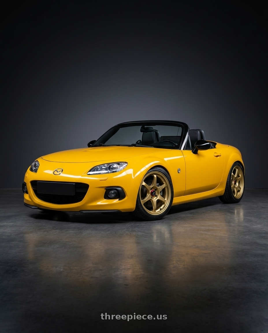 2013 Mazda MX-5 NC Miata with Enkei PF06 5x114.3 17x9+22 Gold wheels