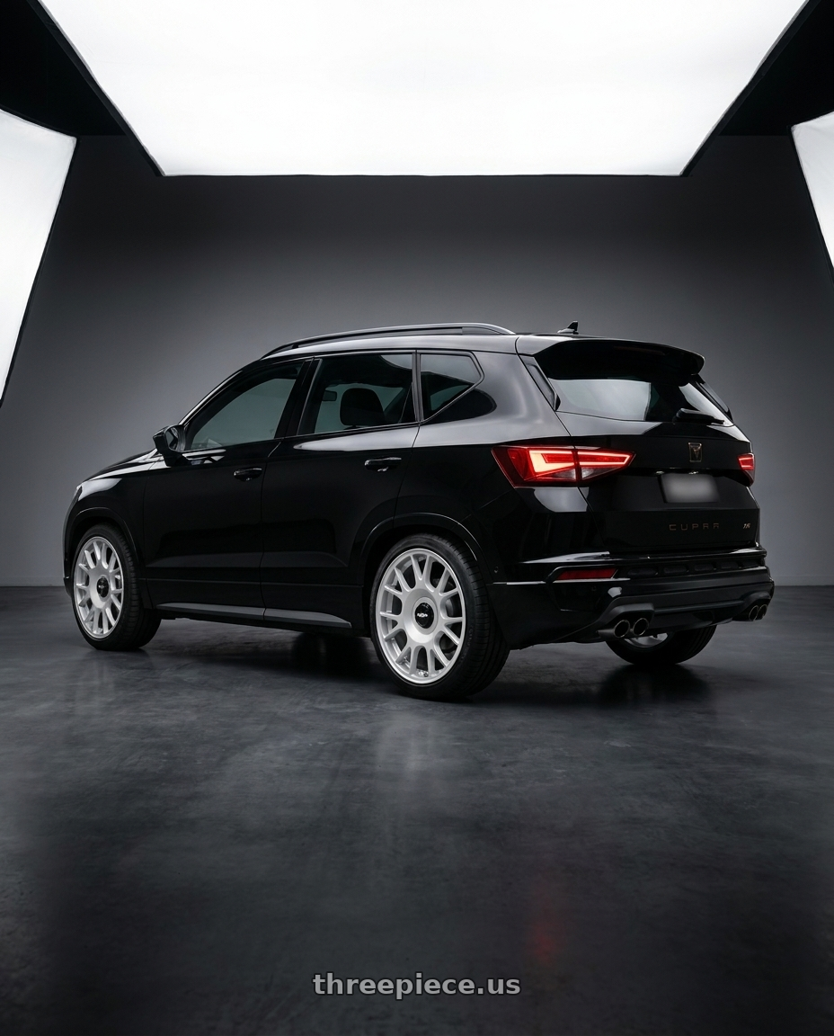 2024 CUPRA Ateca with Rotiform 1PC R188 TUF-R 5X112/5X114.3 19X8.5 +45 SILVER wheels rear three quarter view square tires