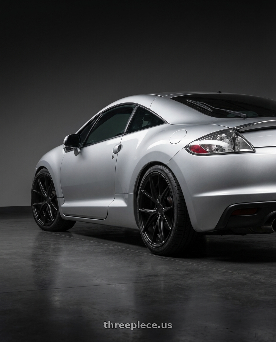 2010 Mitsubishi Eclipse with Niche 1PC M117 MISANO 5X114.3 18X9.5 +40 MATTE BLACK wheels rear three quarter view square tires