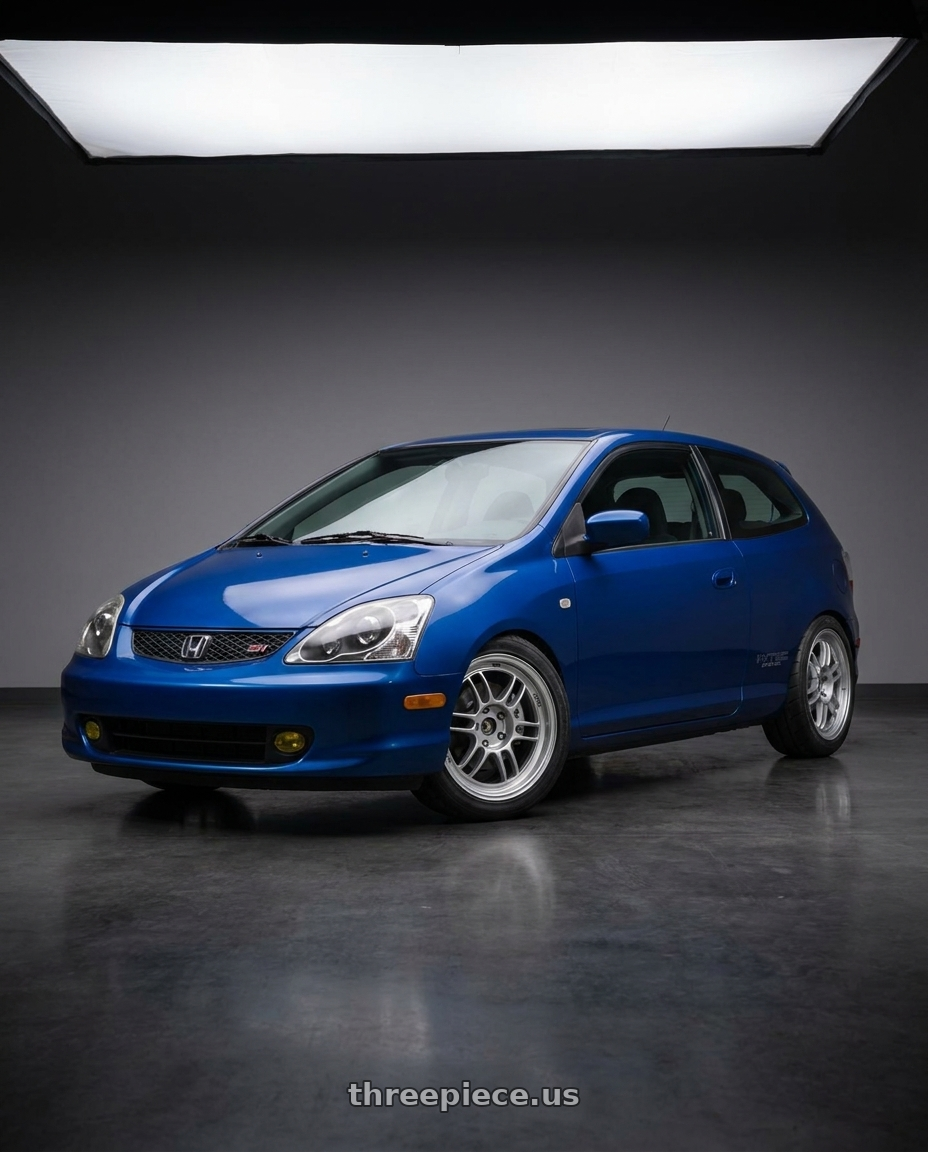 2004 Honda civic with Enkei RPF1 5x114.3 16x7+35 Silver wheels