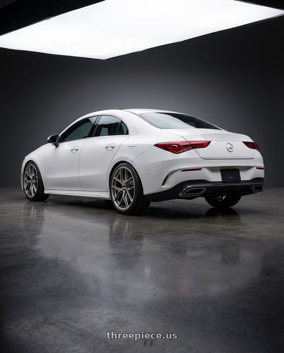 2023 Mercedes-Benz CLA C118 with BBS CC-R 5x112 19x8.5+40 Satin Platinum wheels rear three quarter view square tires