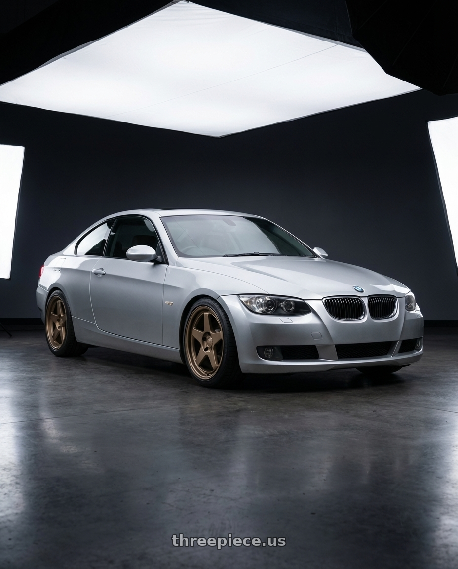 2012 BMW 3 Series E92 with Kansei K12B KNP 5X120 18x8.5 35 Bronze wheels front three quarter view lowered stance
