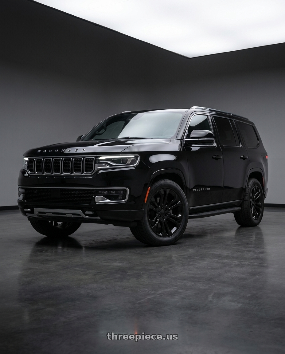 2022 jeep wagoneer series ll with O.E. Revolution 158 6x139.7 22x9 +24 Gloss Black wheels