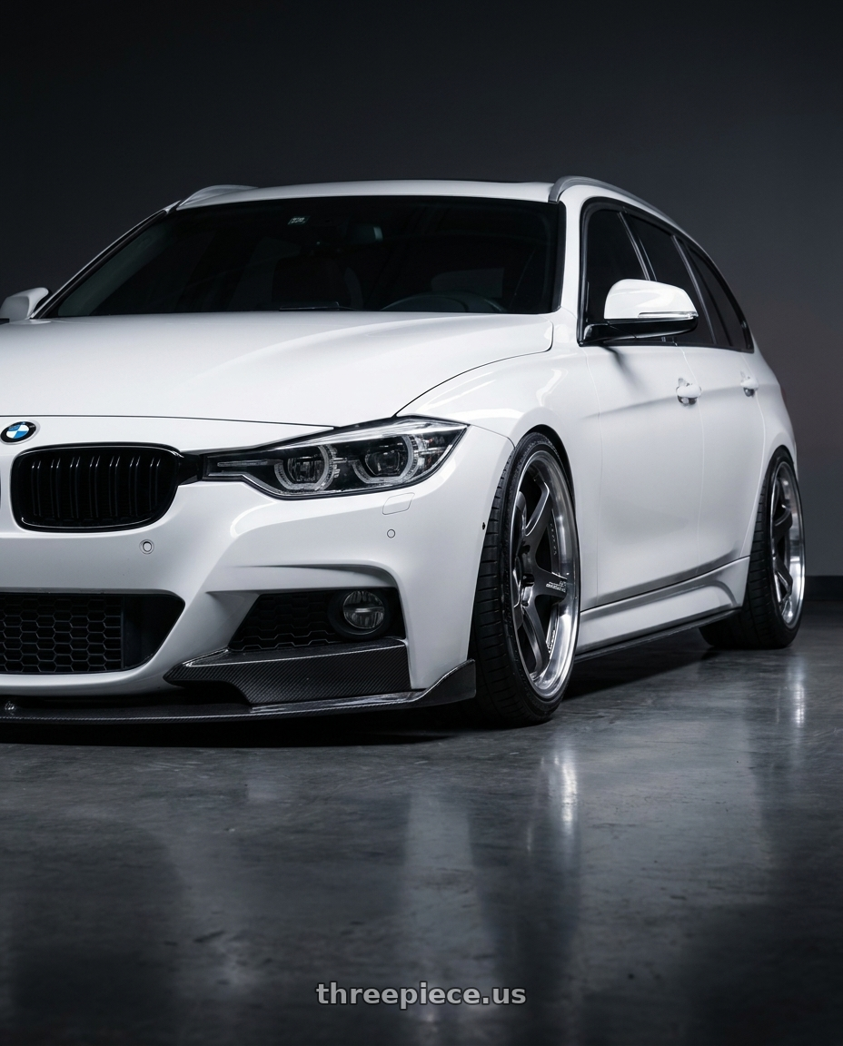2017 f31 330旅行車白色 with Advan Racing GT BEYOND 5x112 19x8.5 +45 MACHINING & HYPER PLATINUM BLACK wheels