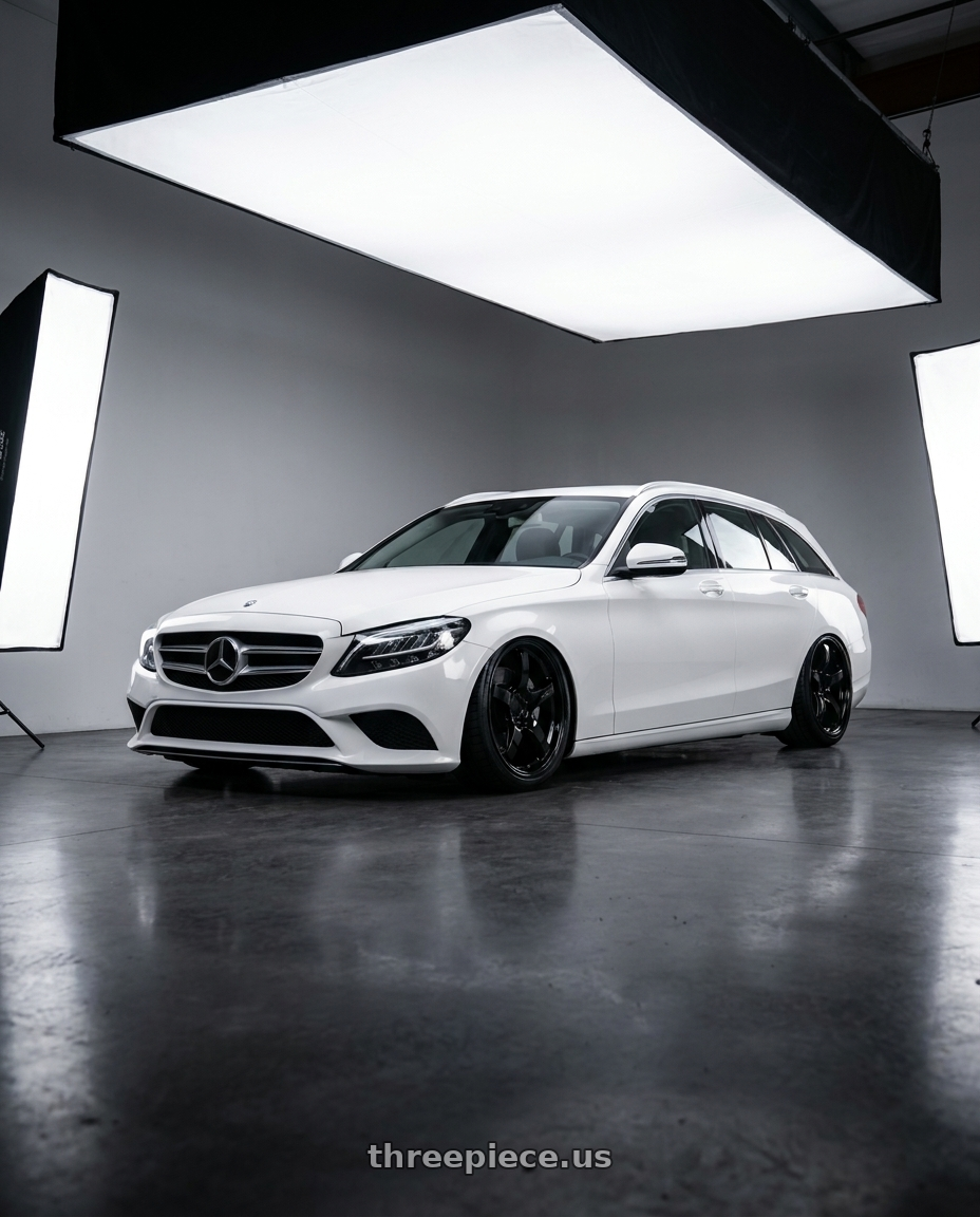 2019 Mercedes Benz C180 Estate White with Gram Lights 57CR 5x112 19x9.5+45 Glossy Black wheels
