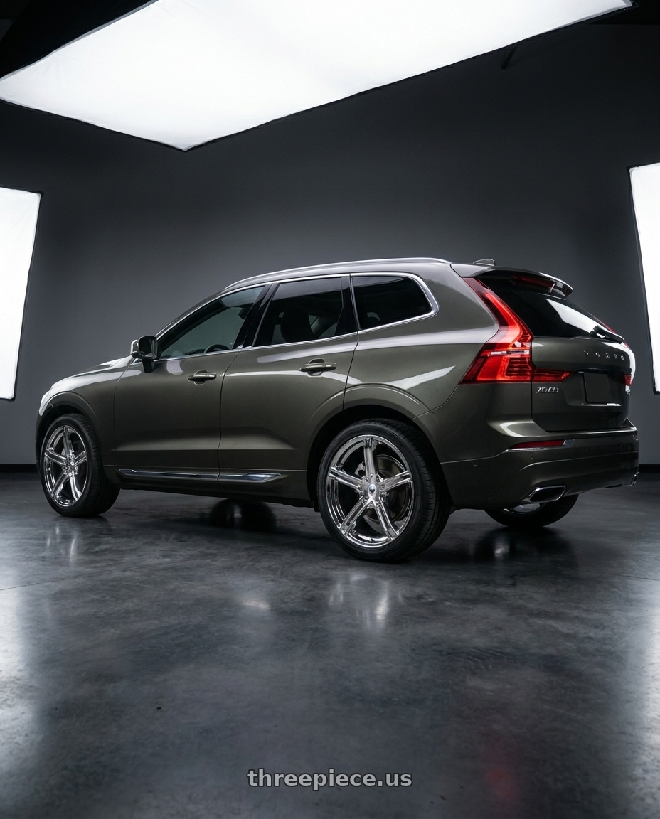 2022 volvo XC60 Inscription with Mazzi Stilts 371 5x108/5x114.3 20x8.5+35 Chrome wheels rear three quarter view square tires
