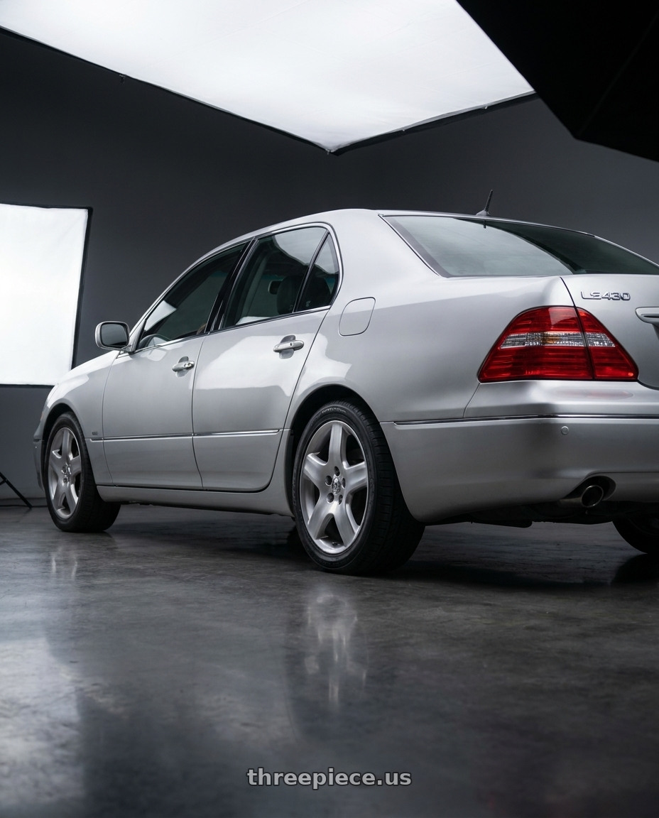 2004 Lexus LS430 Base with OE Wheels LX19 5x114.3 18x8+35 Hyper wheels rear three quarter view square tires