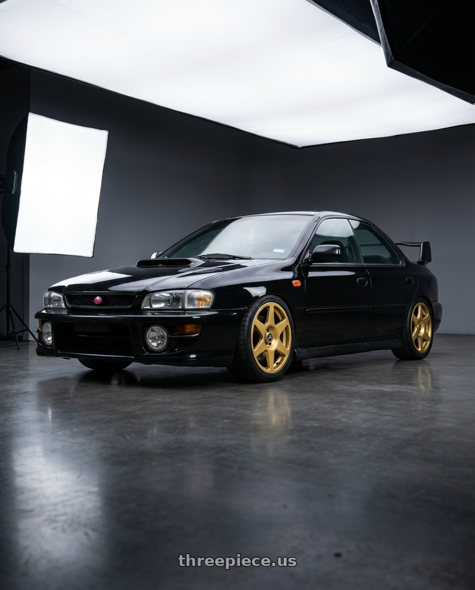 1998 Subaru Impreza GC8 with fifteen52 TARMAC EVO 5x100 / 5x114.3 18x8.5 +35 GOLD (GLOSS GOLD) wheels