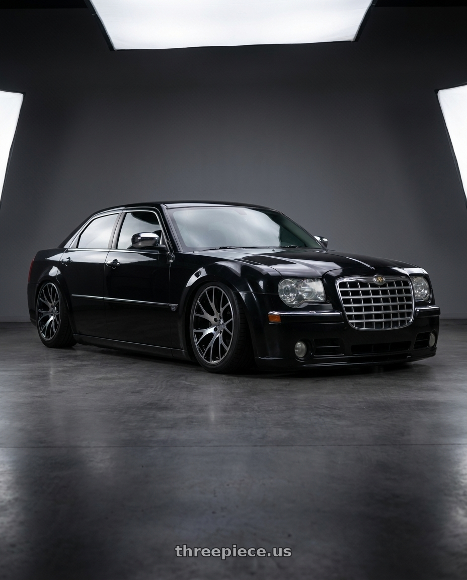 2007 Chrysler 300c srt8 black with Strada OE Replica Hellcat 5x115 22x9 +18 Gloss Black Machined wheels