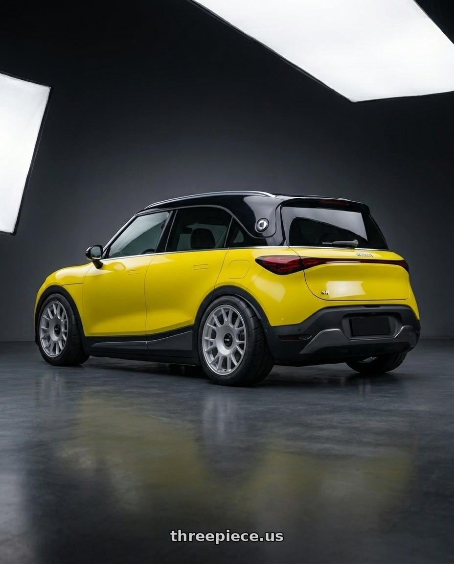 2024 smart #1 with Rotiform 1PC R188 TUF-R BLANK 19X9.5 +20 SILVER wheels rear three quarter view meaty tires