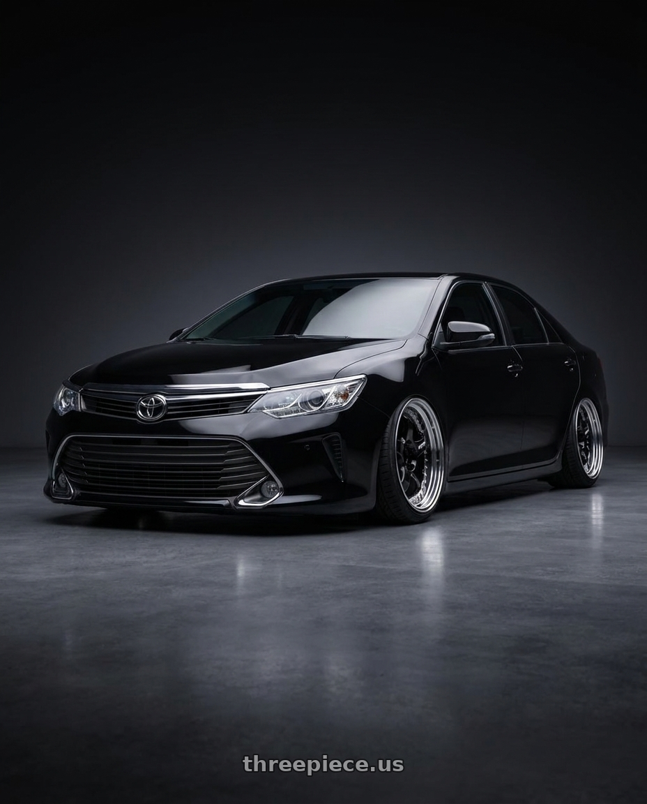 2018 Toyota Camry with Work Meister S1 3P 5x100 18x11-20 O Disk Black wheels