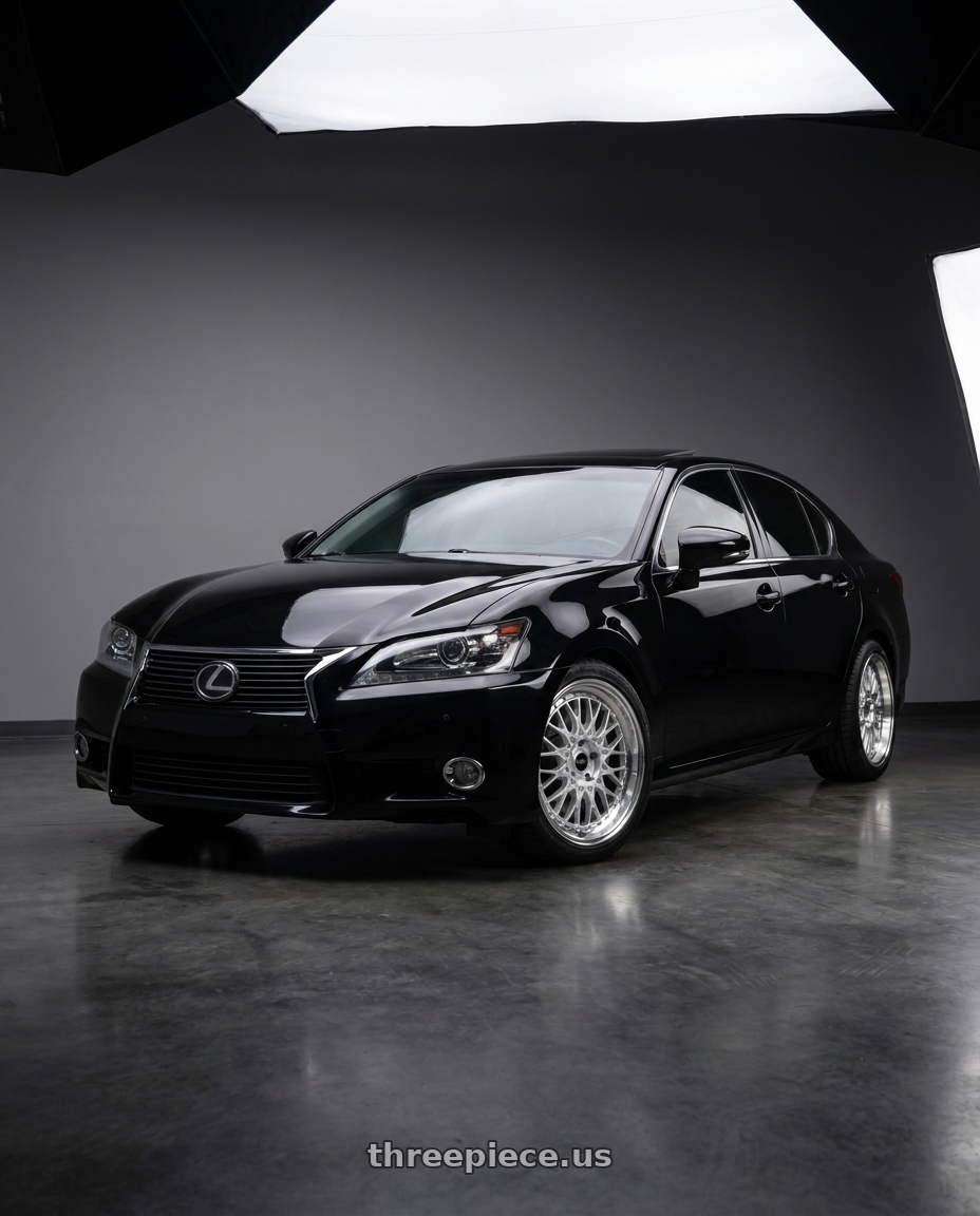 2015 Lexus GS350 BASE RWD with ARC AR1 5x114.3 18x8.5  +35 Silver Machine Face Lip Chrome Rivet wheels