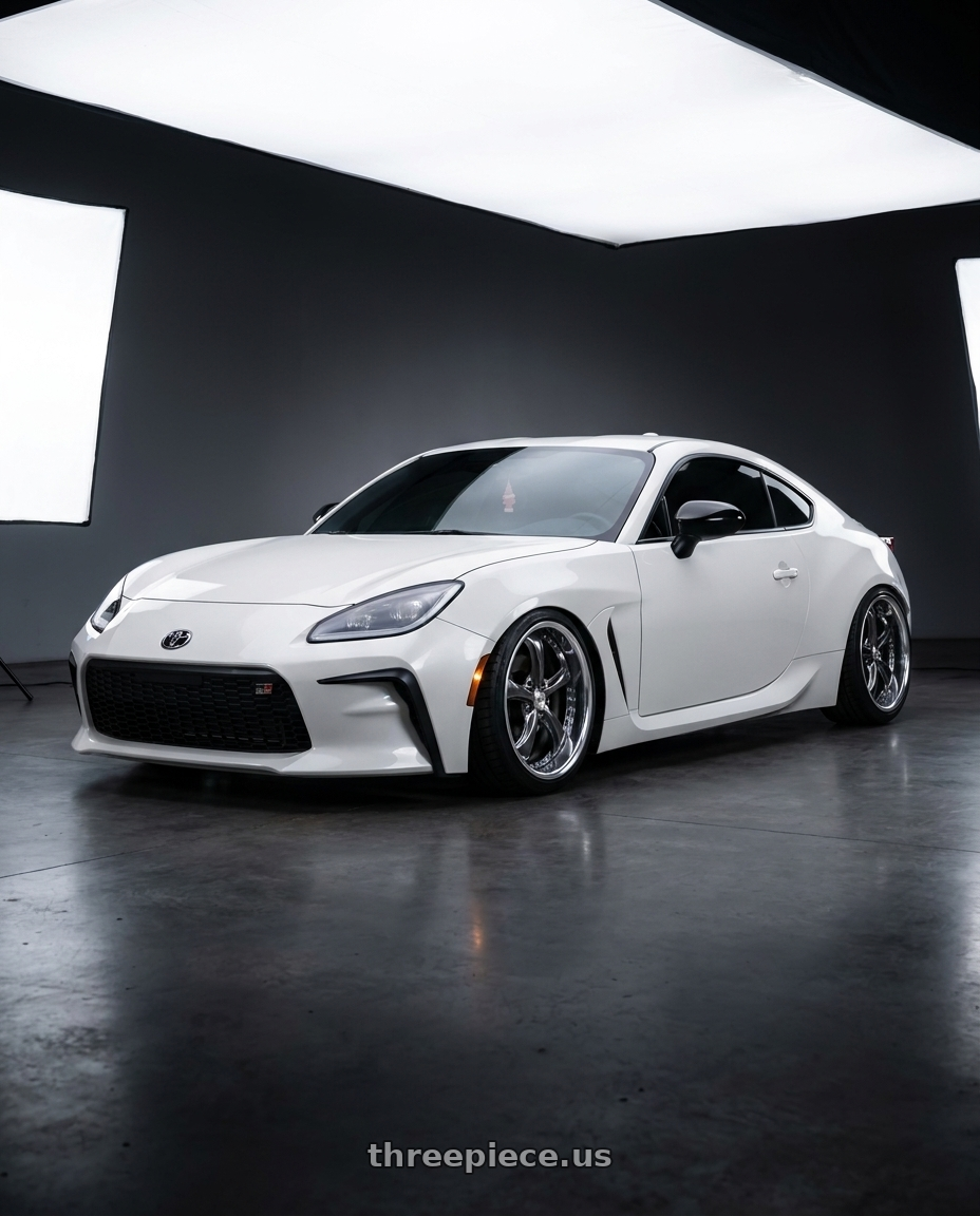 2025 Toyota gr86 base white with Work Wheels VS-KF 5x100 18x9.5+35 Brilliant Silver Black L Disk FULL REVERSE wheels