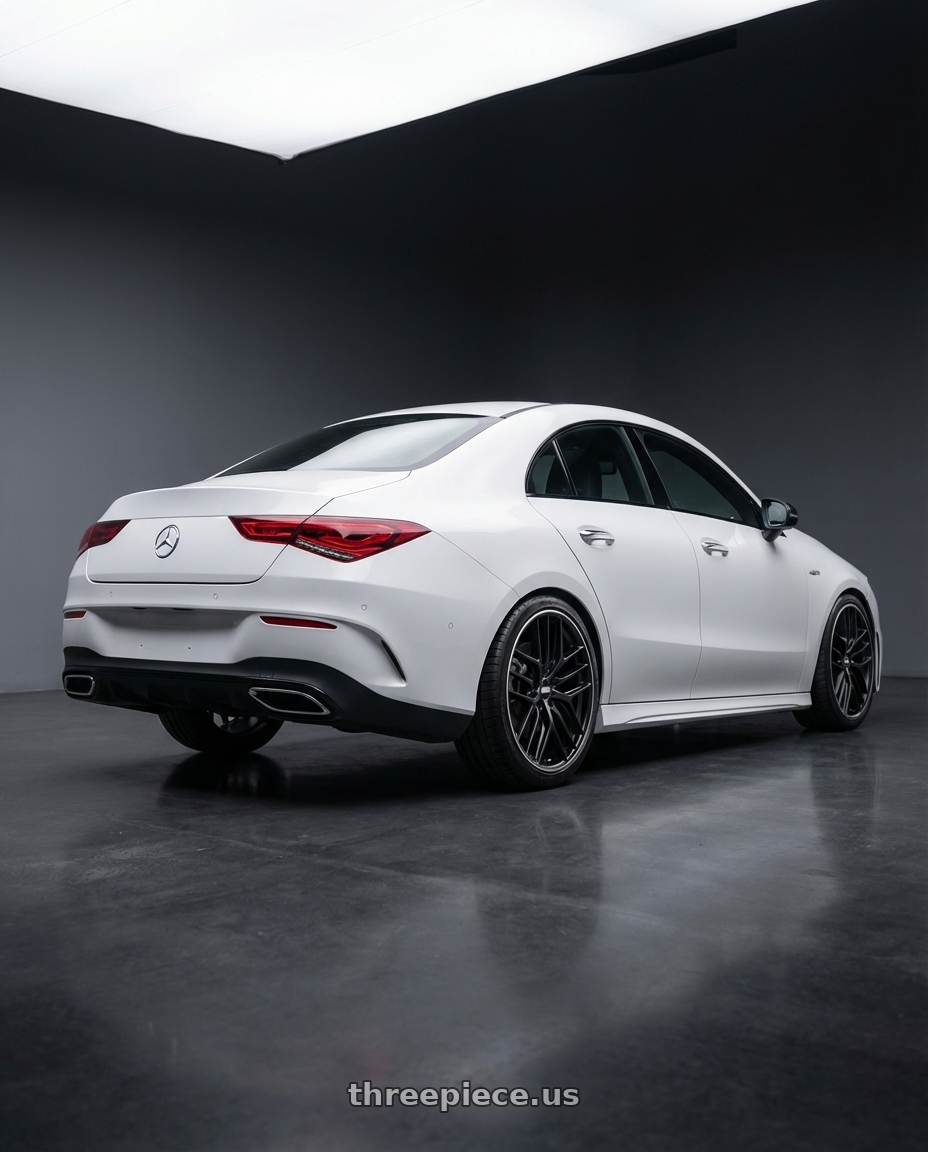 2023 Mercedes-Benz CLA C118 with BBS CC-R 5x112 19x8.5+30 Satin Black wheels rear three quarter view square tires