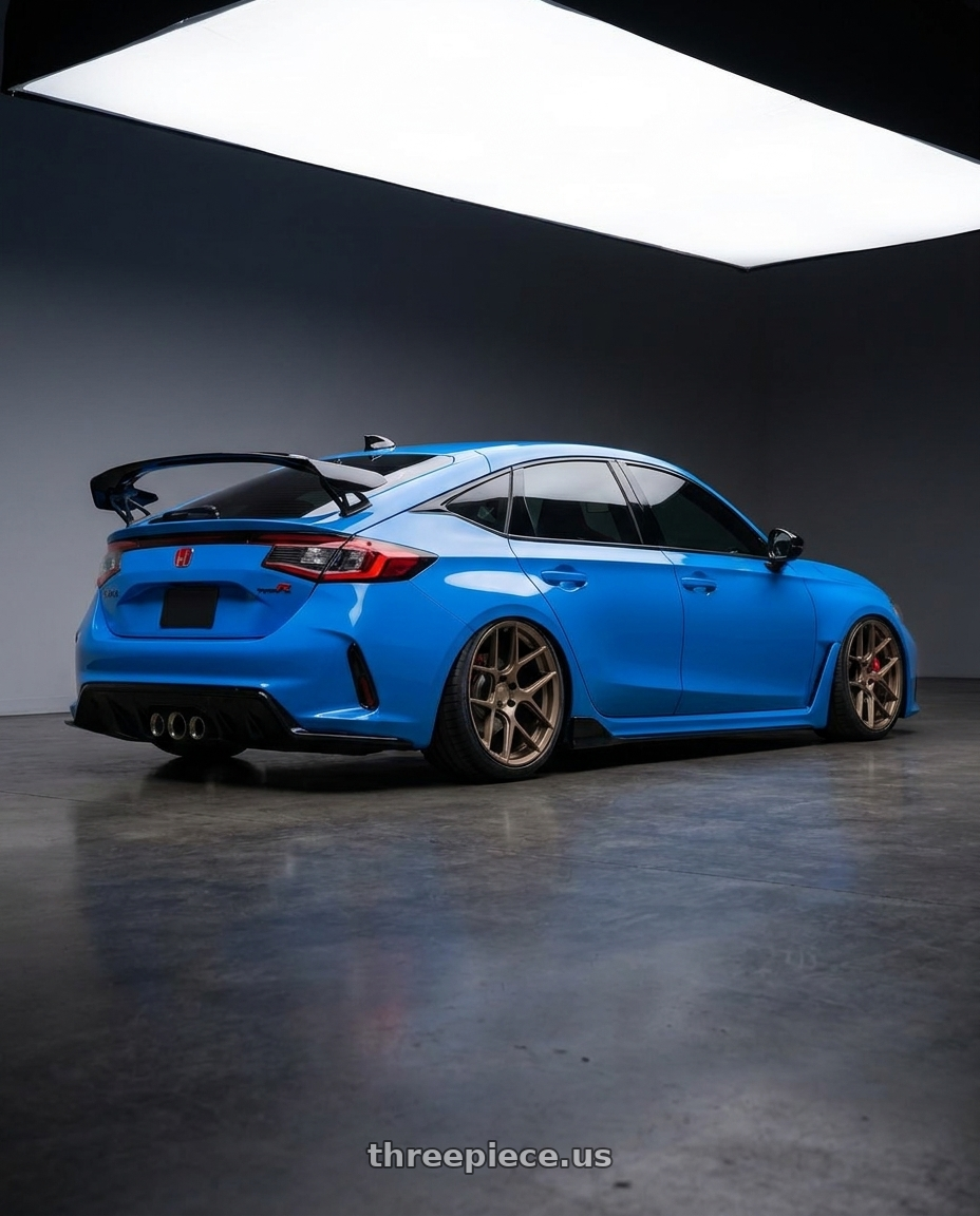 2024 Honda Civic Type R with Aodhan AFF2 5x120 19x9.5+35 Matte Bronze wheels rear three quarter view slight stretch tires