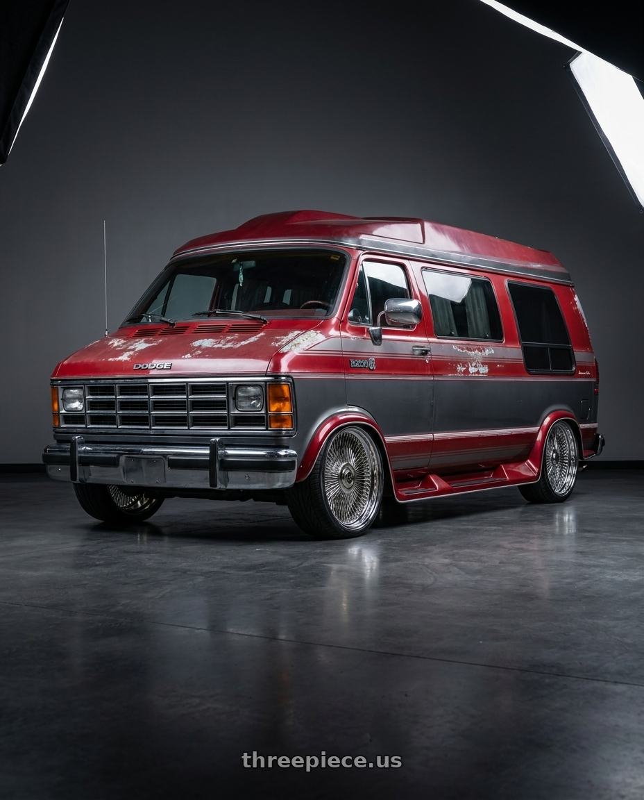 1990 dodge ram b250 with Amani AMA-603 5x120/5x127 26x10 +5 Chrome wheels