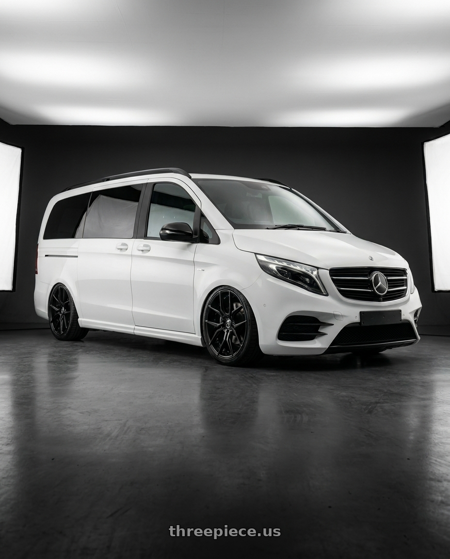 2023 V220d amg line white with MARQUEE WHEELS M1000 5x112 20x10.5+38 SATIN BLACK wheels