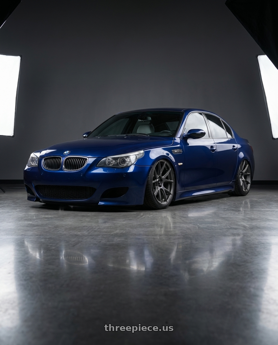 2010 BMW M5 E60 with Konig Ampliform 5x120 20x8.5+45 Dark Metallic Graphite wheels