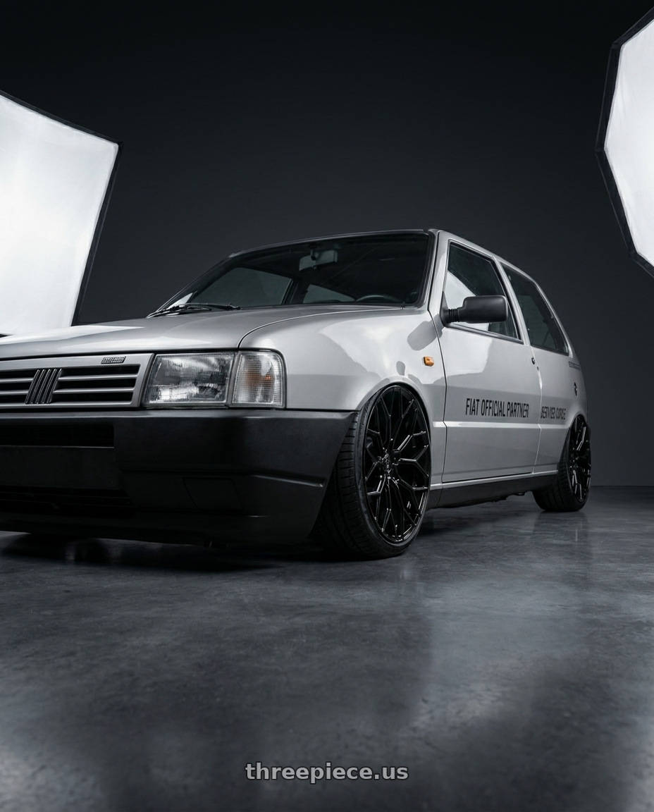 2000 Fiat uno 2 portas adesivado with DOLCE PERFORMANCE PISTA 5x112 20x8.5 +28 Gloss Black wheels
