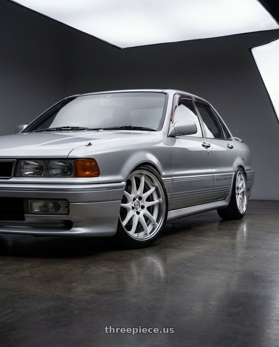 1990 Galant Vr4 with Work Cr 2P 4x100 17x8.5 +12 Gloss White wheels