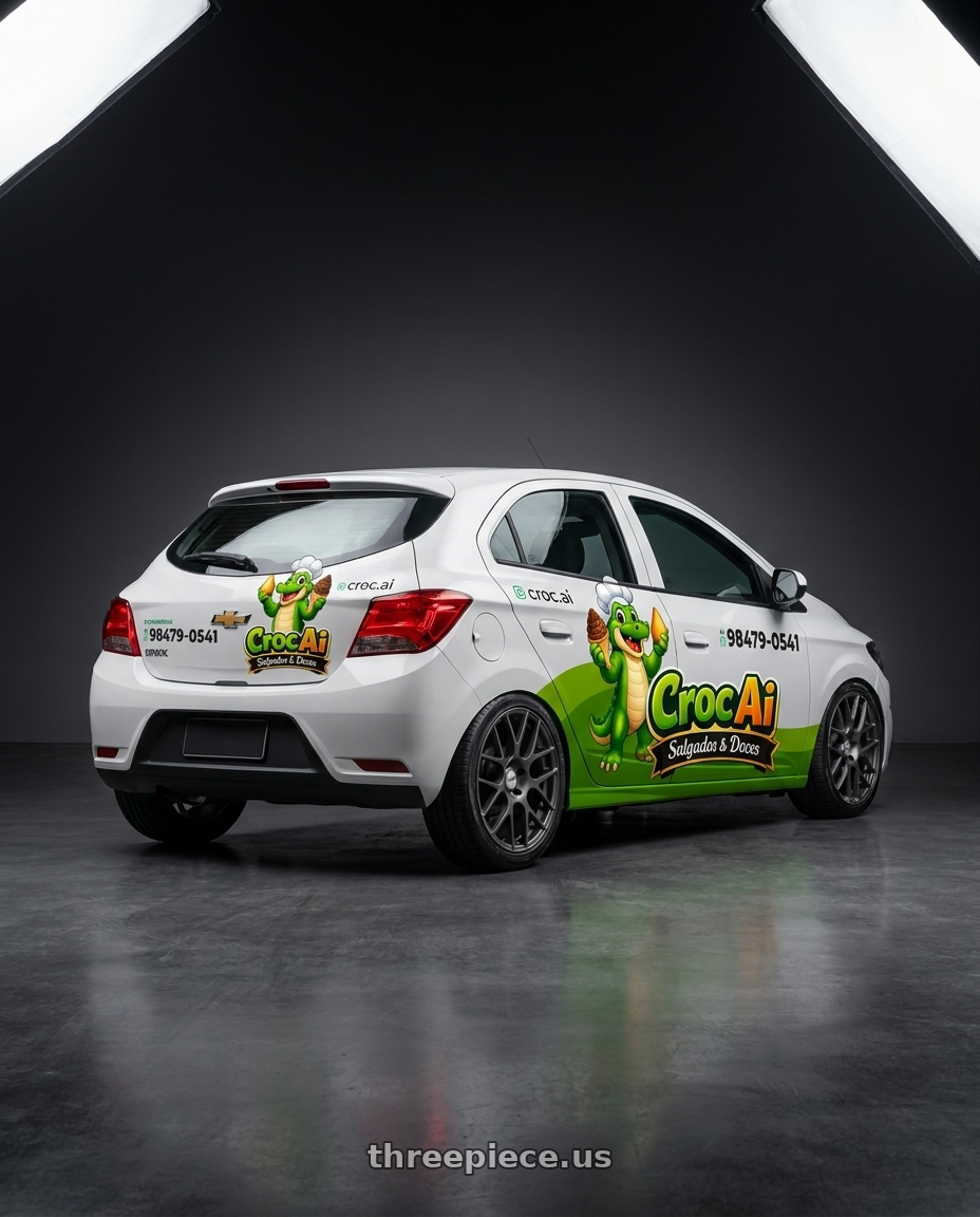2012 chevrolet onix adesivado with TSW NURBURGRING 5X114.3 17X7.5 +45 MATTE GUNMETAL wheels rear three quarter view square tires