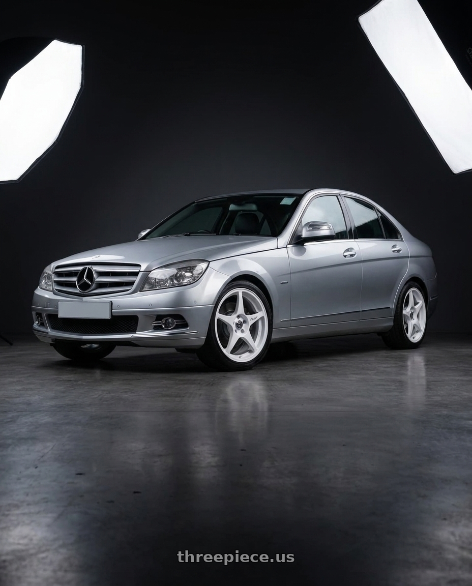 2007 Mercedes C200 with Stage Wheels Knight 5x114.3 17x8 +10 White wheels