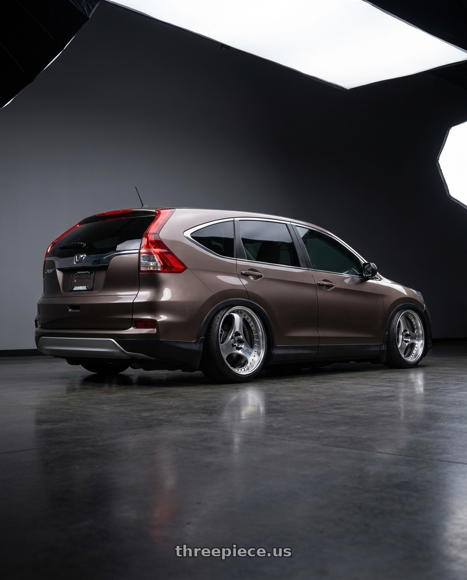 2016 honda crv with Advan Racing ONI2 PROGRESSIVE 5x114.3 20x9.0 +30 MACHINING & DIAMOND CUT wheels rear three quarter view slight stretch tires