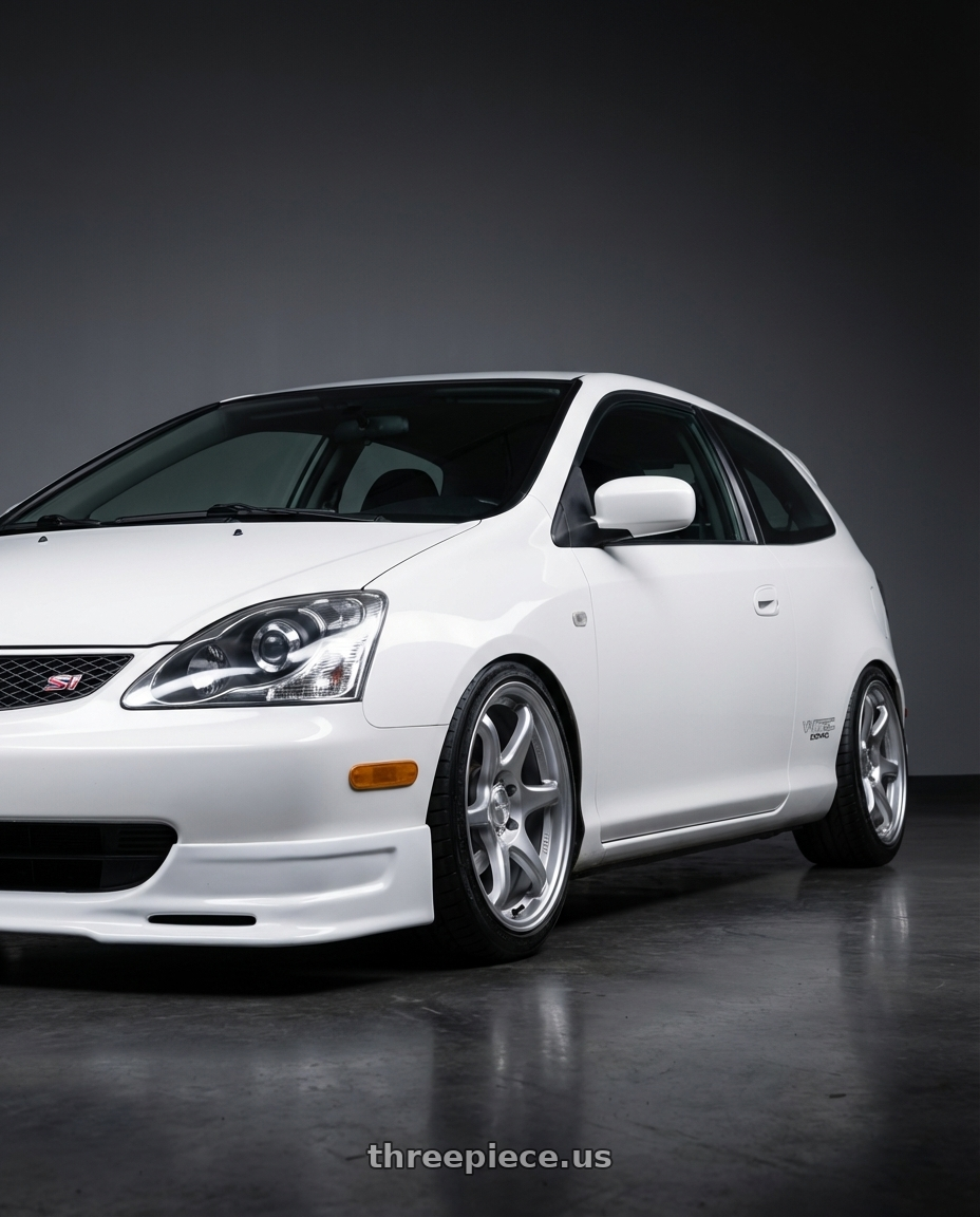 2003 ep3 si taffeta white with Kansei K11S Tandem 5x114.3 17x9 22 Hyper Silver wheels