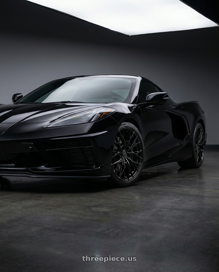 2021 Chevrolet Corvette Stingray with MRR GF5 5x120 19x8.5  +38 Gloss Black fit Corvette C8 ( rear: GF0520A652048BK ) wheels