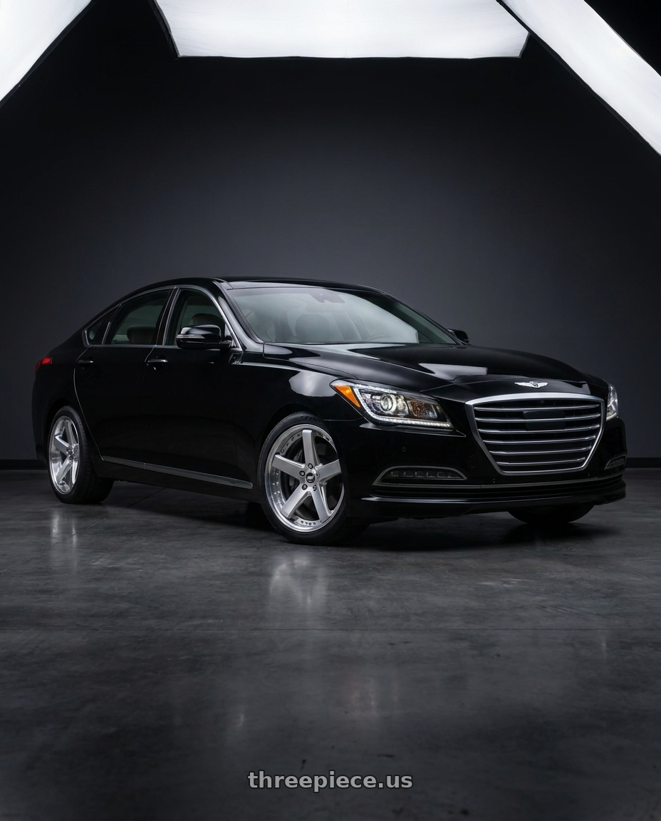 2016 hyundai genesis 3 8 with Work Zeast Black Label Bst2 5x114.3 19x8.5+38 T Disk Brush Silver Clear wheels