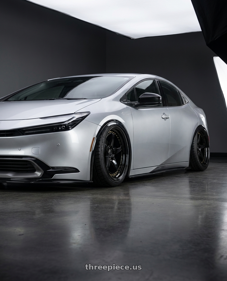2026 toyota prius with Aodhan DS05 5x114.3 19x9.5+15 Gloss Black W /Gold Rivets wheels