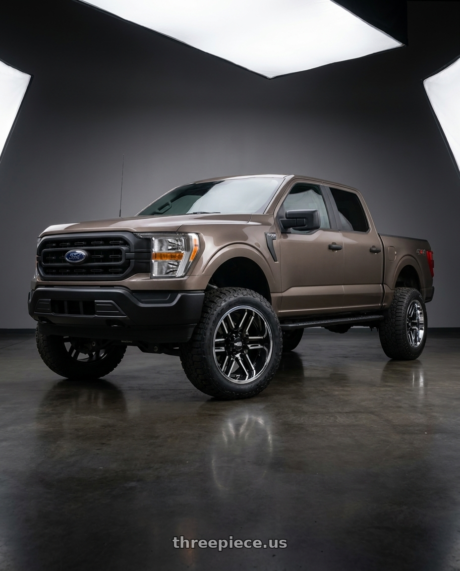 2013 Ford F-150 with Moto Metal MO202 6X135 20X10 -18 GLOSS BLACK MACHINED CENTER CHROME LIP wheels