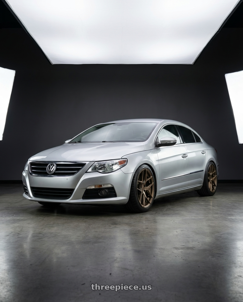 2015 Volkswagen CC with Aodhan AFF2 5x112 19x8.5+35 Matte Bronze wheels front three quarter view lowered stance