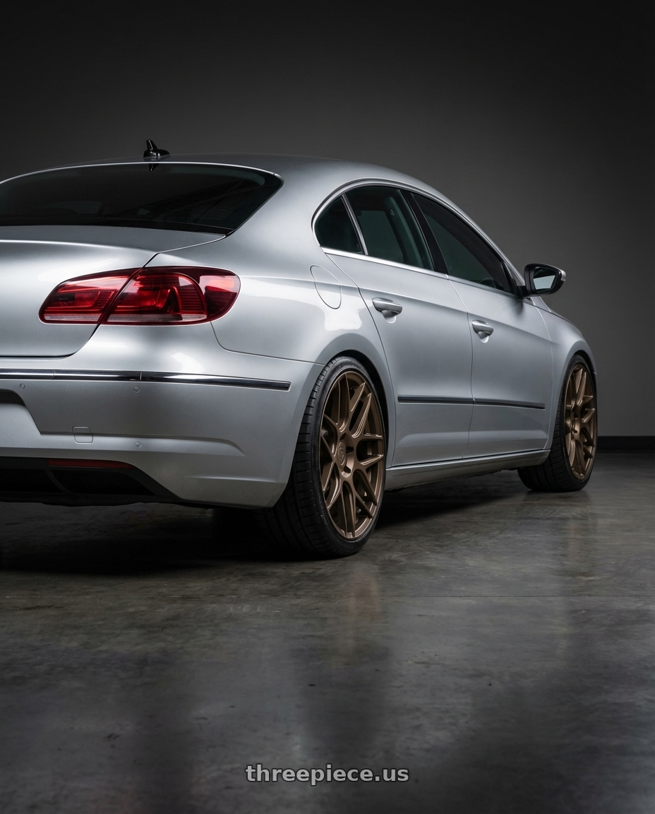 2015 Volkswagen CC with Aodhan AFF2 5x112 19x8.5+35 Matte Bronze wheels rear three quarter view square tires