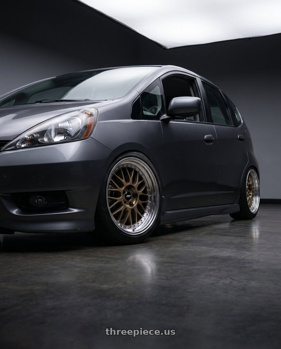 2012 Honda fit sport gray with Work Meister M1 3p 4x100 16x7+38 W Disk Titanium Gold wheels